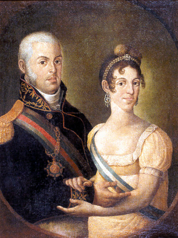 Dom João e sua esposa, dona Carlota Joaquina: retrato feito no século XIX por Manuel Dias de Oliveira, pertence ao acervo do MHN