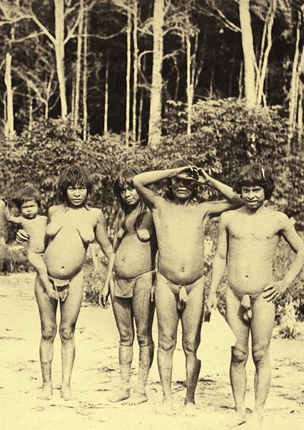 Moradores da região do rio Purus (1889) fotografados por Stradelli