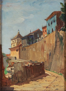 "Rio-1922": A pintura de Edgar Parreiras retrata a "Ladeira do morro do Castelo" e poderá ser vista na exposição